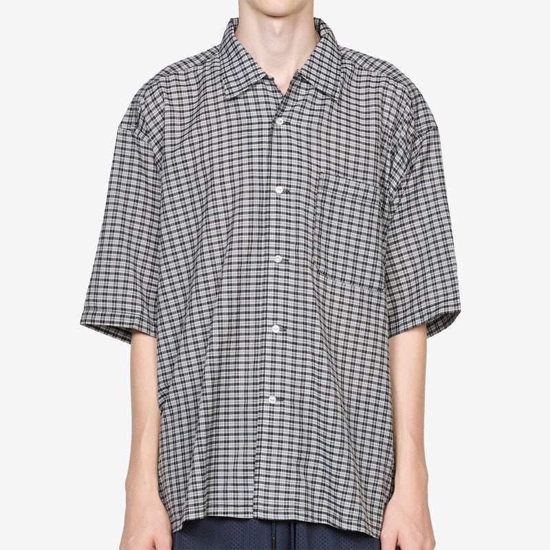 T/C Check Open Collar Shirt White Shirts