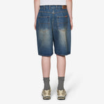 Baggy Denim Shorts Distressed Indigo