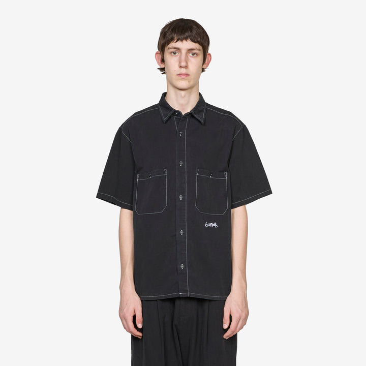 Contrast Stitch Shirt Washed Black Front
