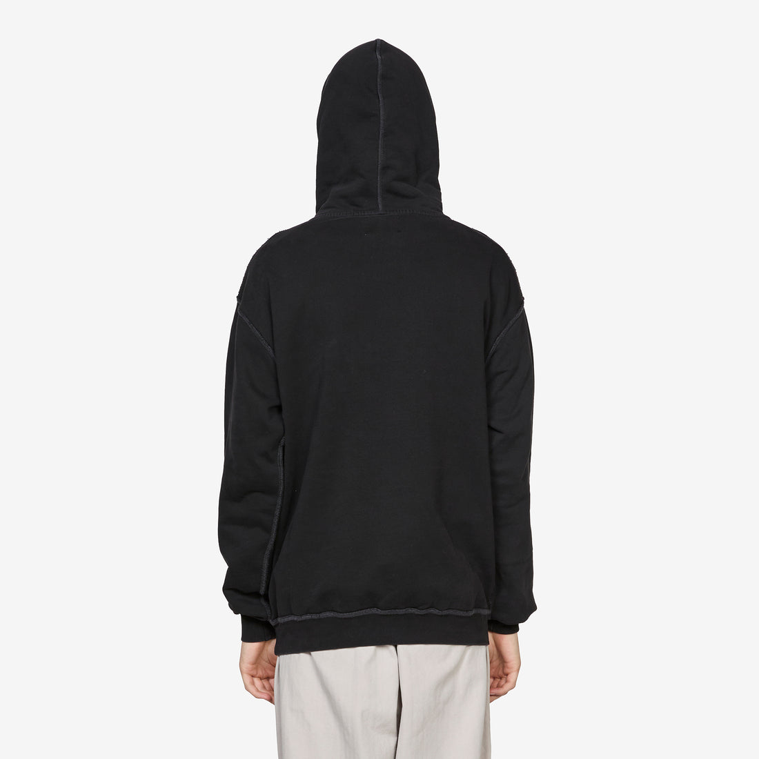 Inside Out Pullover Hood Washed Black Jumpers