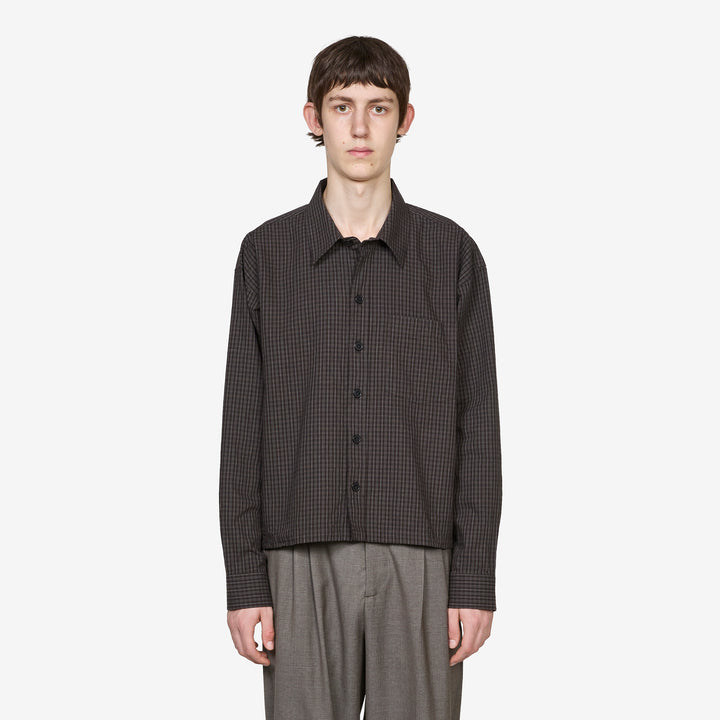Priority Shirt Dark Linen Check Front