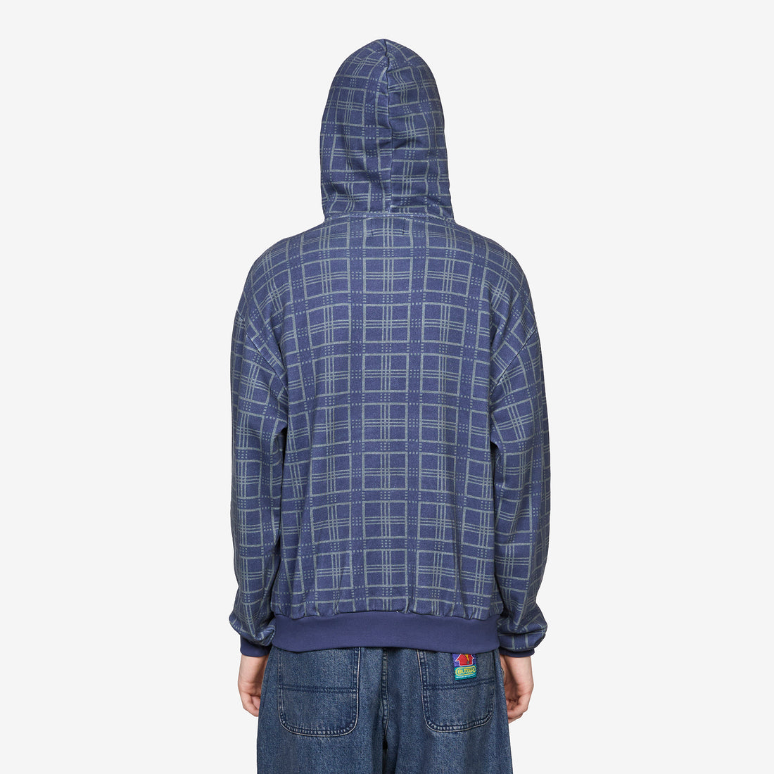 Amplify Zip-Thru Hood Washed Navy Plaid Jumpers