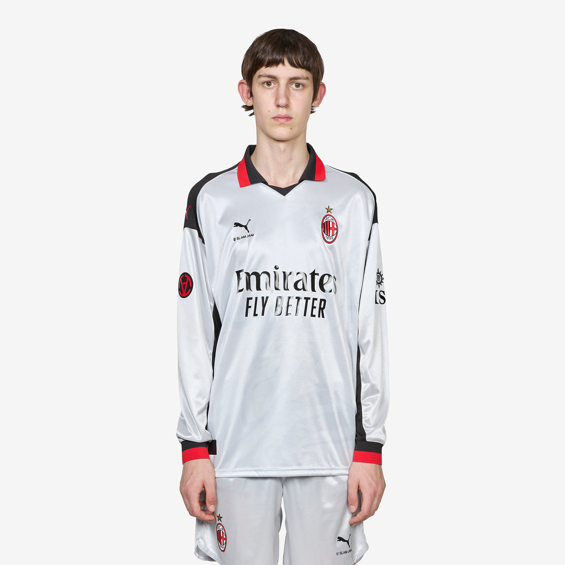 Slam Jam x AC Milan x Limited Edition Longsleeve Jersey Silver Mist | Vibrant Silver Tees