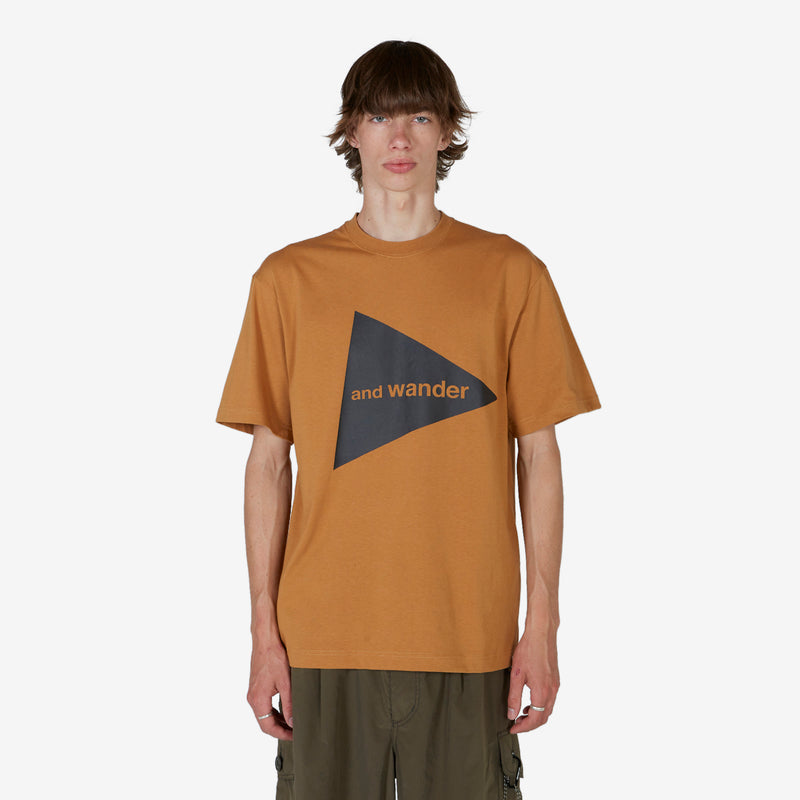 and wander Big Logo T-Shirt Dark Beige