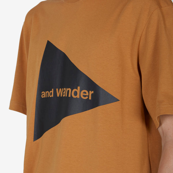 and wander Big Logo T-Shirt Dark Beige