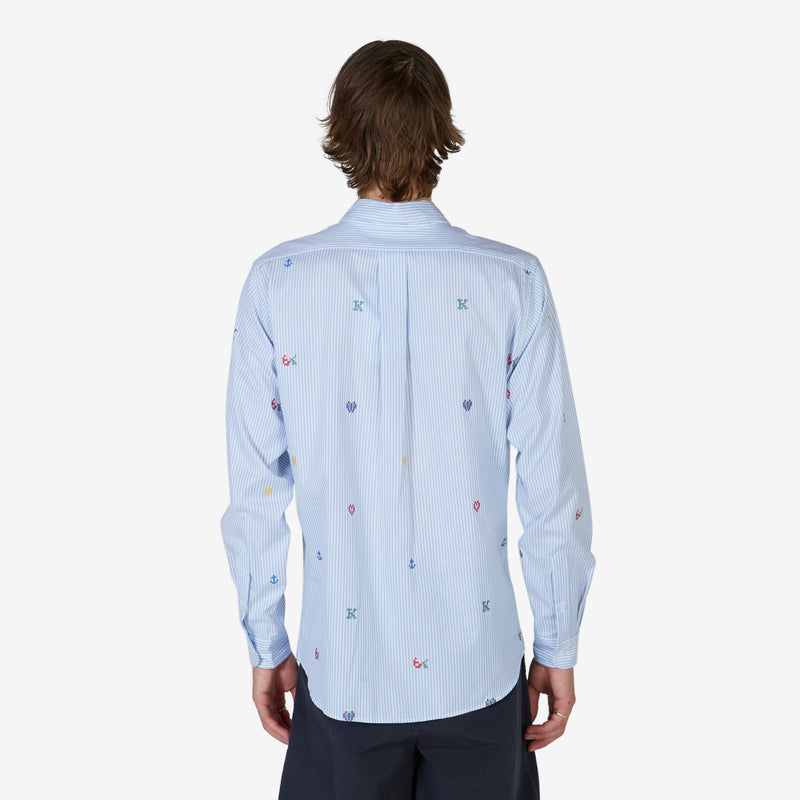 'Kenzo Pixel' Striped Casual Shirt Light Blue