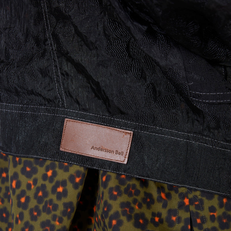 Flower Sheer Zip-Up Jacket Black