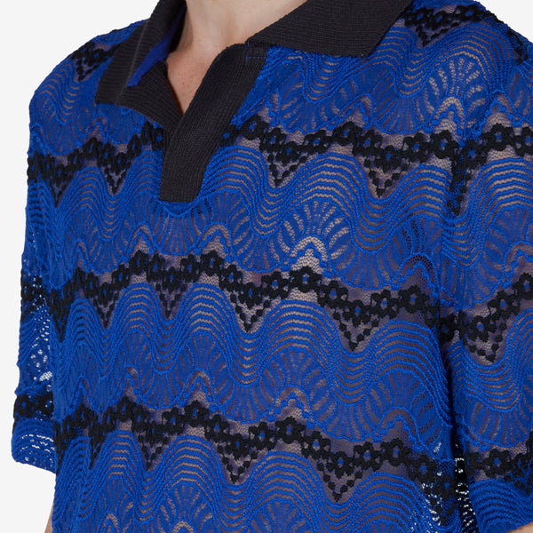 Majorca Sheer Collar Knit Blue