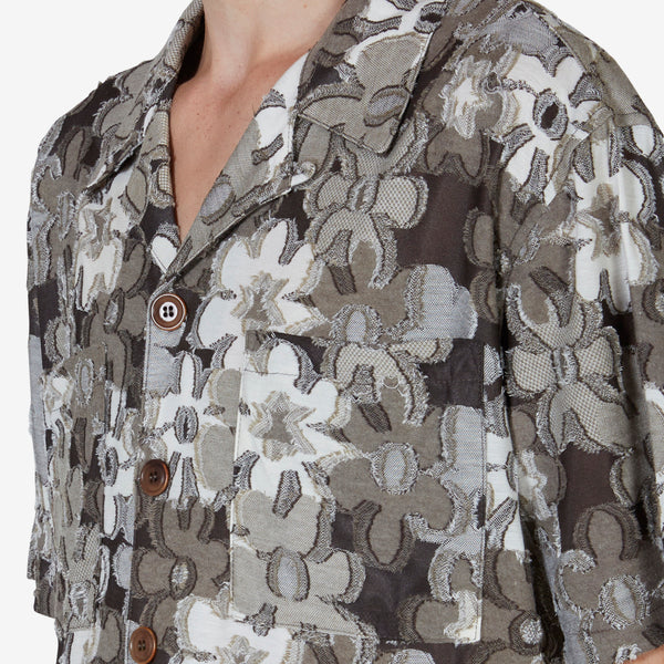 Flower Knit Shirt Khaki