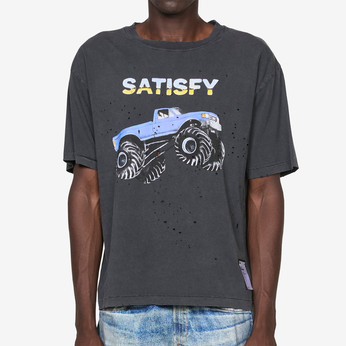 MothTech™ Monster Truck T-Shirt Aged Black Tees
