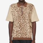 Half Zip Knit Polo Animal Jacquard Giraffe
