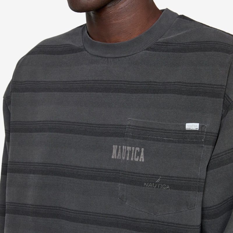 Pigment Dyed Logo Border Longsleeve T-Shirt Black Tees