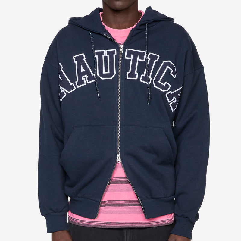 Arch Logo Full Zip Up Hoodie Navy Jumpers