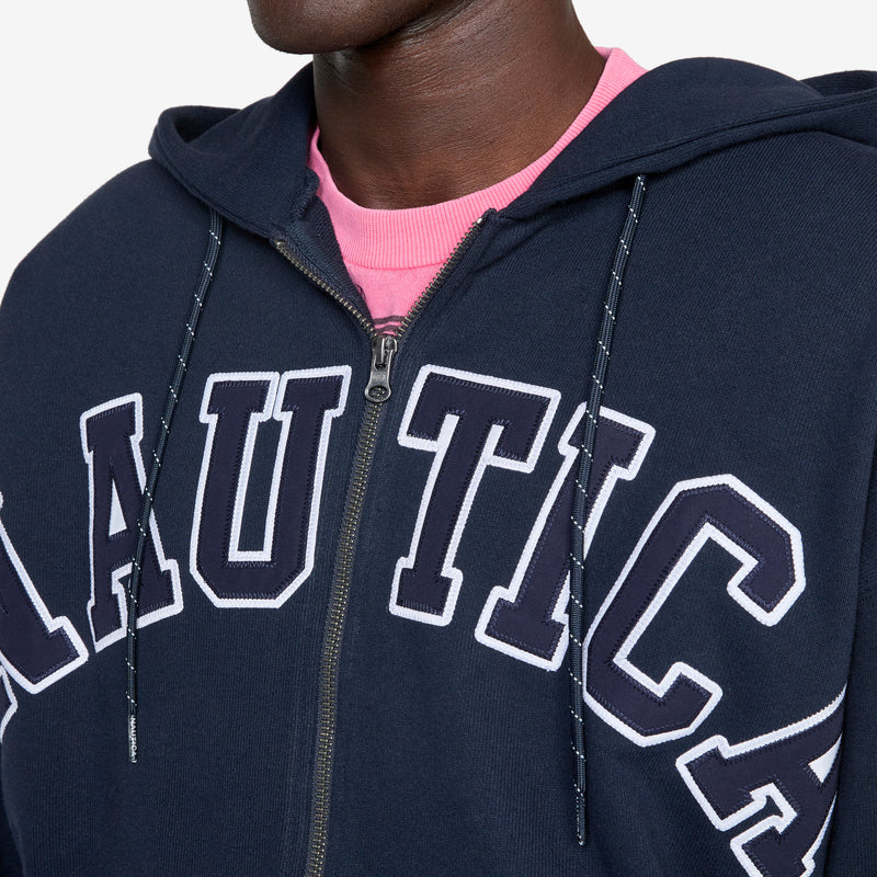 Arch Logo Full Zip Up Hoodie Navy Jumpers