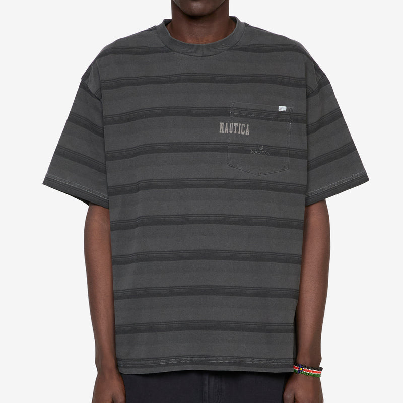 Pigment Dyed Logo Border T-Shirt Black Tees