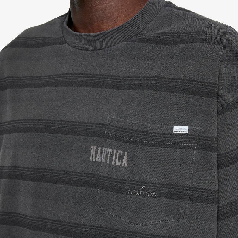 Pigment Dyed Logo Border T-Shirt Black Tees