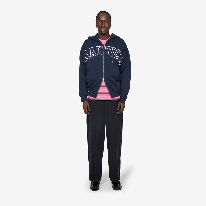 Arch Logo Full Zip Up Hoodie Navy Jumpers