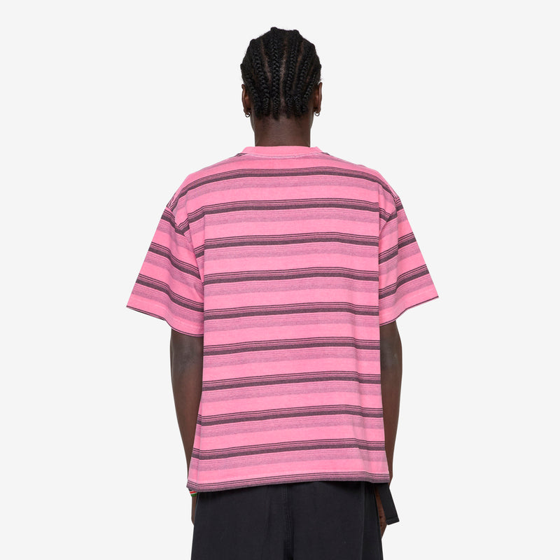 Pigment Dyed Logo Border T-Shirt Pink Tees
