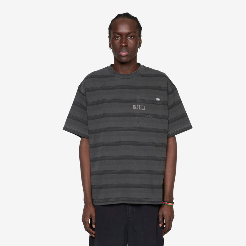 Pigment Dyed Logo Border T-Shirt Black Tees