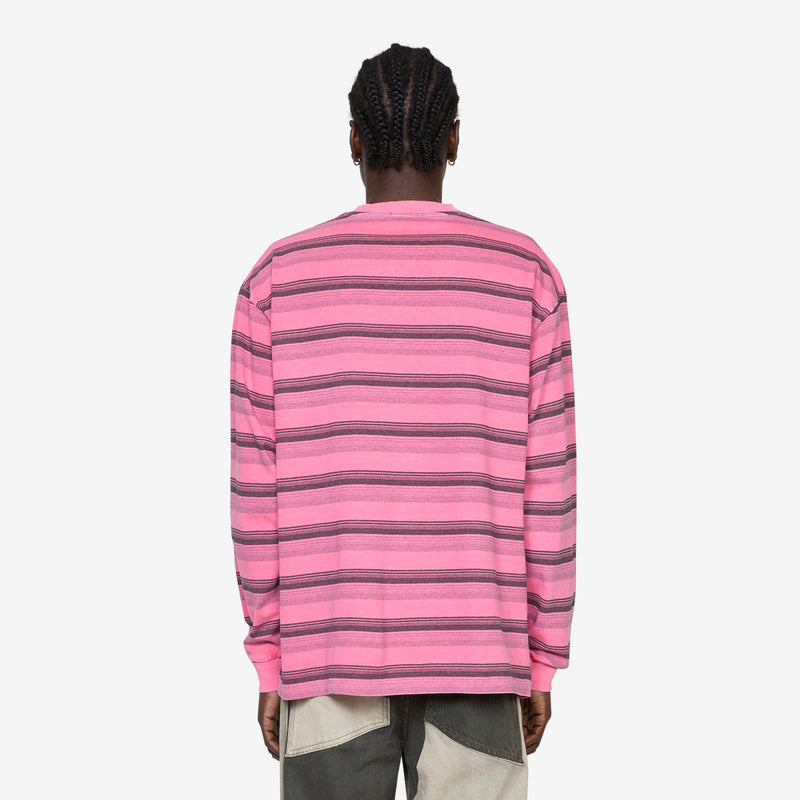 Pigment Dyed Logo Border Longsleeve T-Shirt Pink Tees
