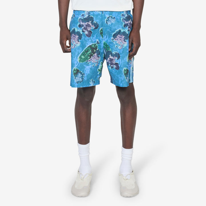 Flatt Nylon Flower Printed Swim Shorts Surf Blue Front