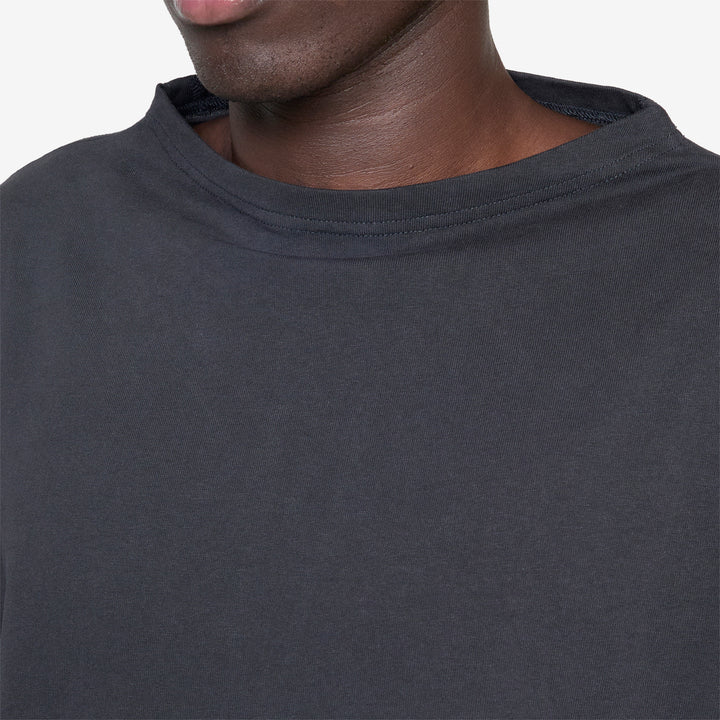 Smock Neck Longsleeve T-Shirt Off Black