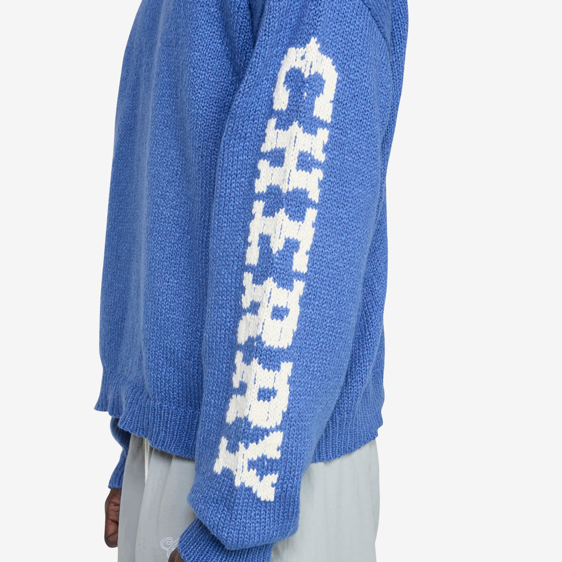 Cotton Knit Crewneck Sweater Steel Blue Jumpers