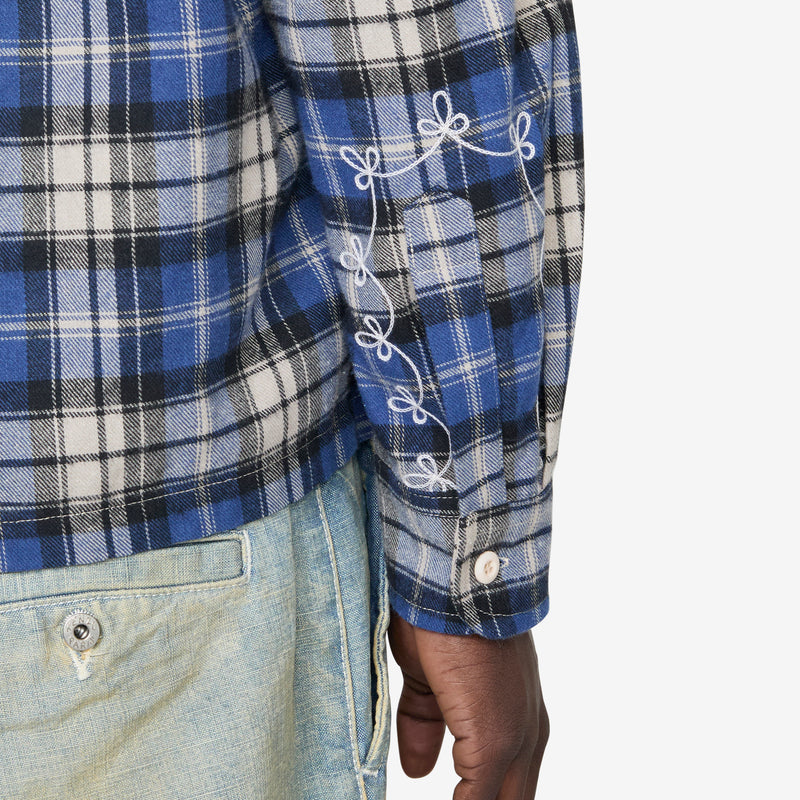 Western Boxy Plaid Shirt Royal Blue Shirts