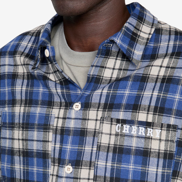 Western Boxy Plaid Shirt Royal Blue Shirts