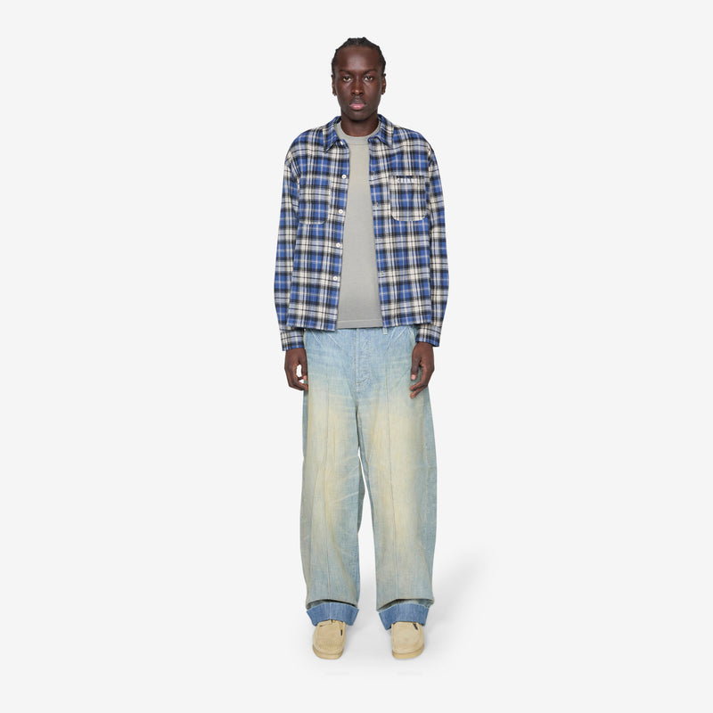 Western Boxy Plaid Shirt Royal Blue Shirts