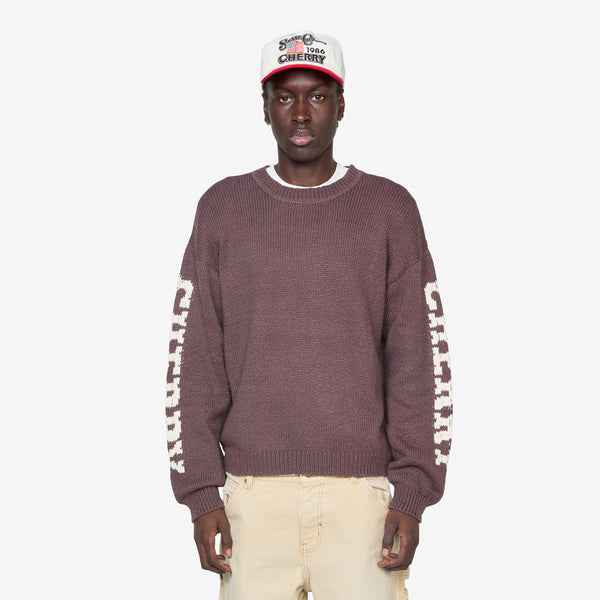 Cotton Knit Crewneck Sweater Mocha Brown Jumpers