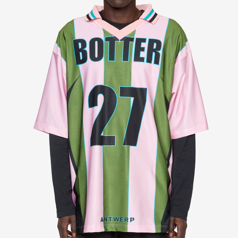 BOTTER x Reverse Soccer T-Shirt Striped Pink | Green Tees