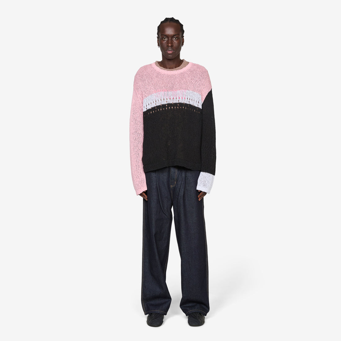 Richman Open Knit Pink | Black Jumpers