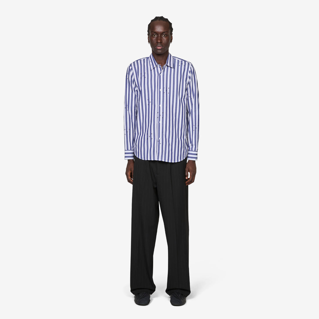 Logos Stripe Shirt Navy | White Shirts