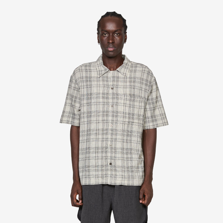 Wave Shirt Black Ecru Mini Check Front