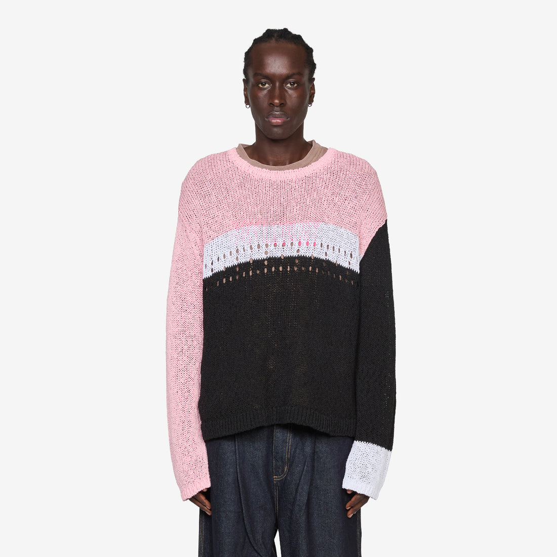 Richman Open Knit Pink | Black Jumpers
