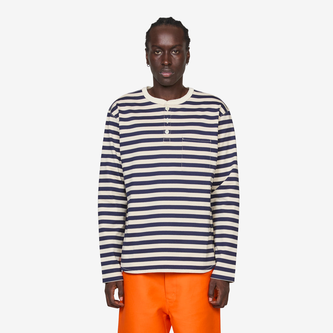 Longsleeve Henley T-Shirt Natural | Navy Tees