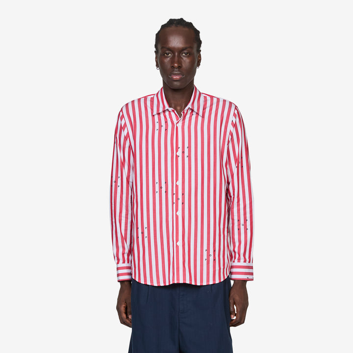 Logos Stripe Shirt Earth Red | White Front