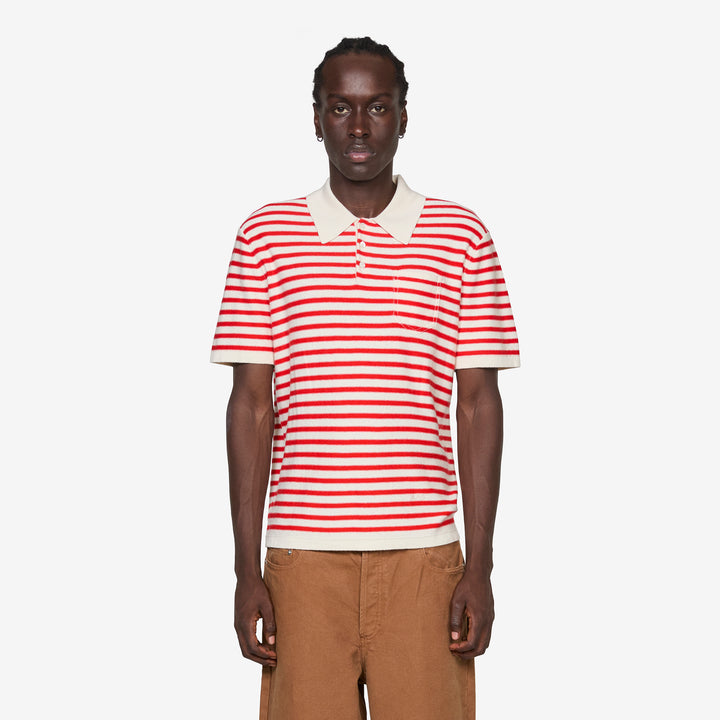 Polo Shirt Ecru | Red Front