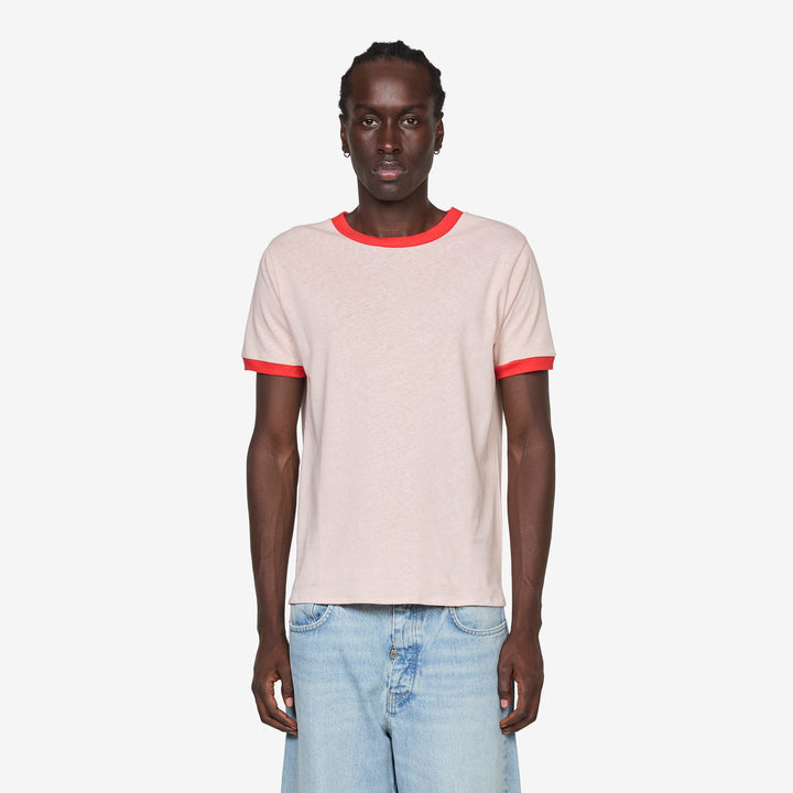 Contrast Trim T-Shirt Pink Front