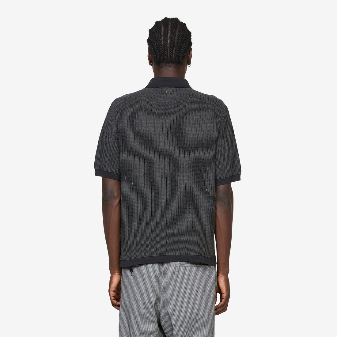 Knit Polo "WASHI" 2 Tone Black Shirts