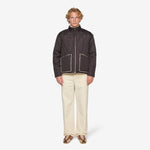 Military Reversible Down Boa Hi Neck Jacket Dark Choco | Beige