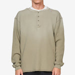 Bee Sun Faded Organic Waffle Serafino Longsleeve Grey | Green