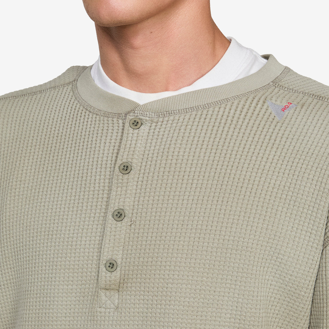 Bee Sun Faded Organic Waffle Serafino Longsleeve Grey | Green Tees