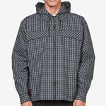 Aair Floweave Printed Check Long Sleeve Hooded Shirt Anthracite