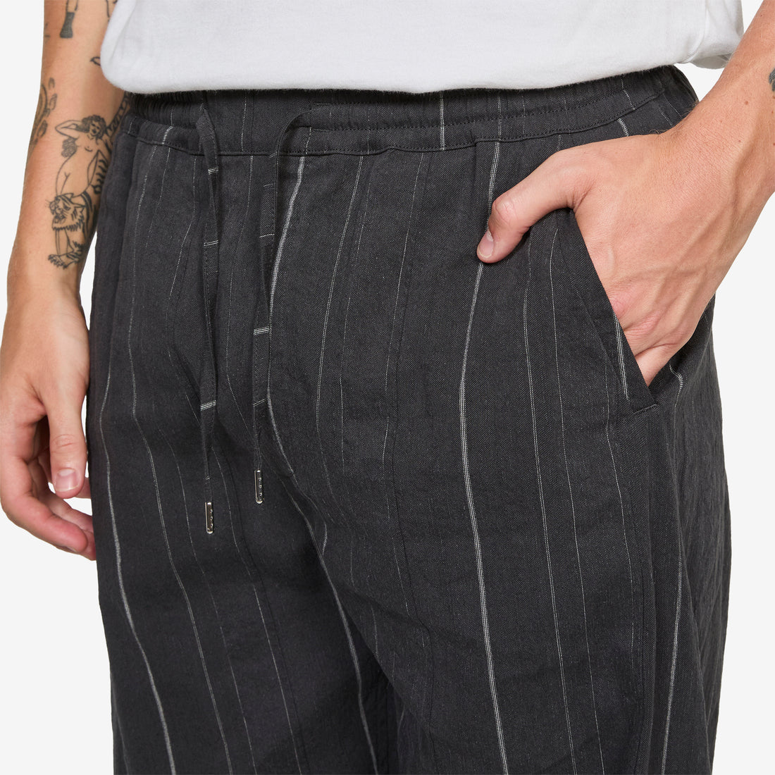 Samurai Trousers Black Chalk Stripe Pants