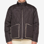 Military Reversible Down Boa Hi Neck Jacket Dark Choco | Beige