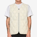 Military W-Zip V-Neck Soft Shell Down Vest Off White