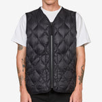 Military W-Zip V-Neck Soft Shell Down Vest Black