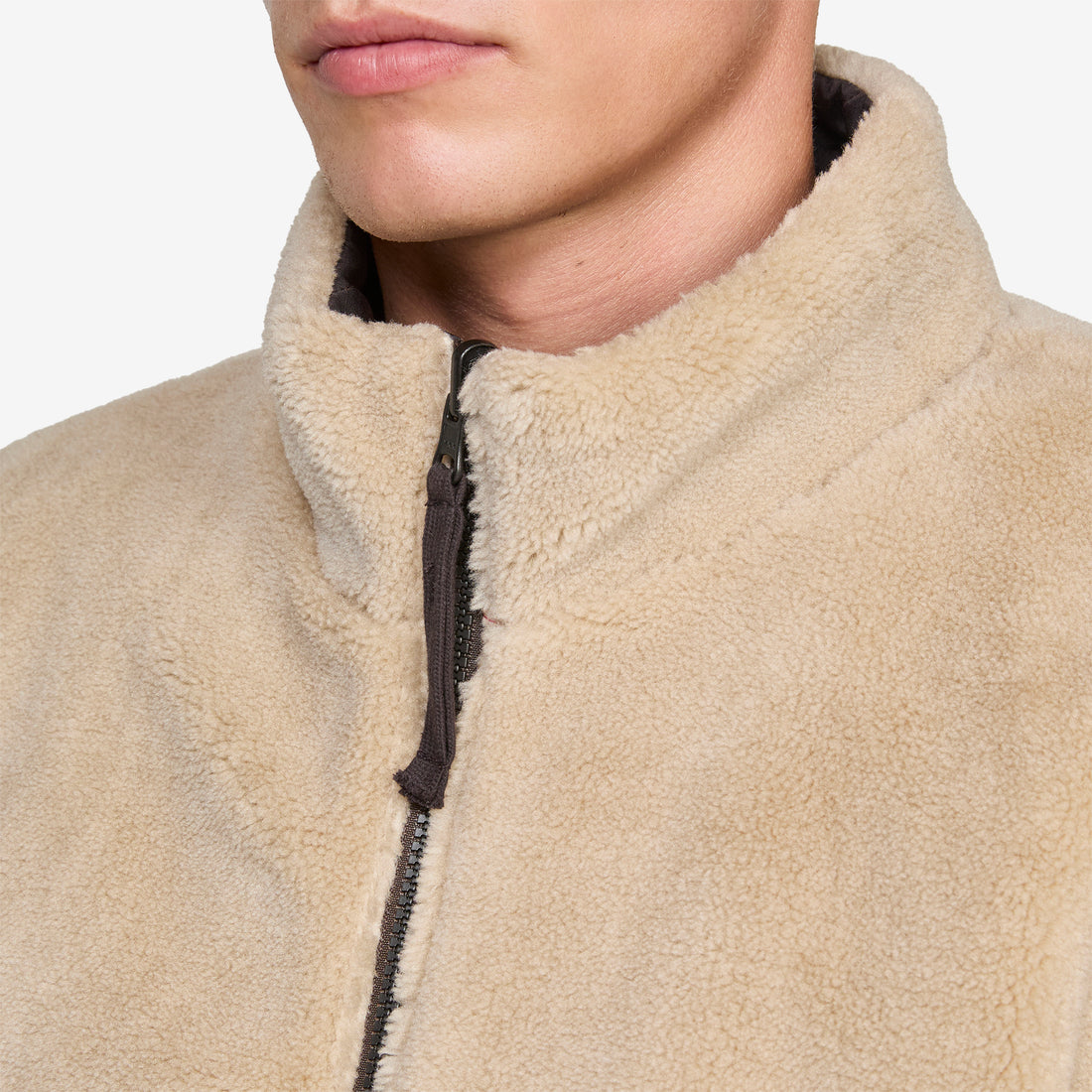 Military Reversible Down Boa Hi Neck Jacket Dark Choco | Beige Jackets